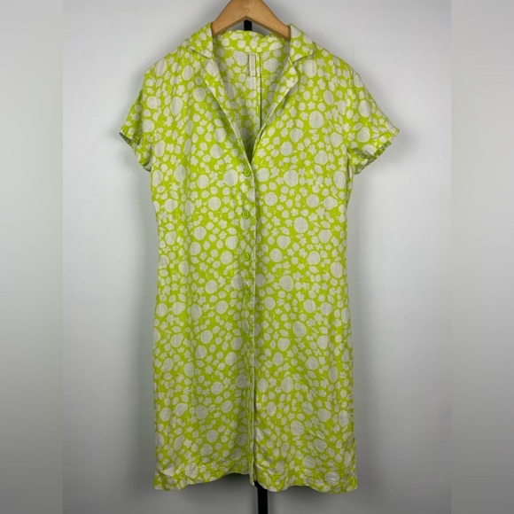 Urban Outfitters Lime Green Floral Fruit Novelty Print Button Up Mini Dress - Picture 1 of 7